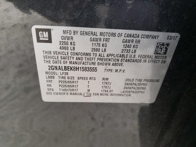 Photo 10 from auction – 2017 CHEVROLET EQUINOX LS with VIN 2GNALBEK8H1583555