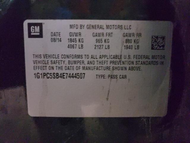 Photo 10 from auction – 2014 CHEVROLET CRUZE LT with VIN 1G1PC5SB4E7444507