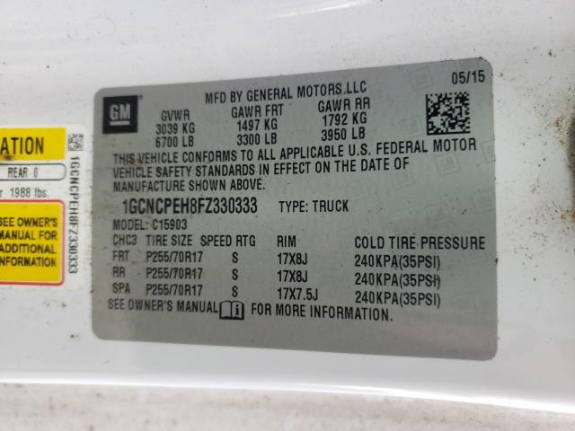 Photo 10 from auction – 2015 CHEVROLET SILVERADO with VIN 1GCNCPEH8FZ330333