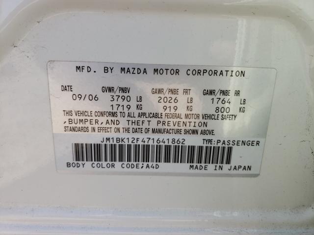 Photo 10 from auction – 2007 MAZDA 3 I with VIN JM1BK12F471641862