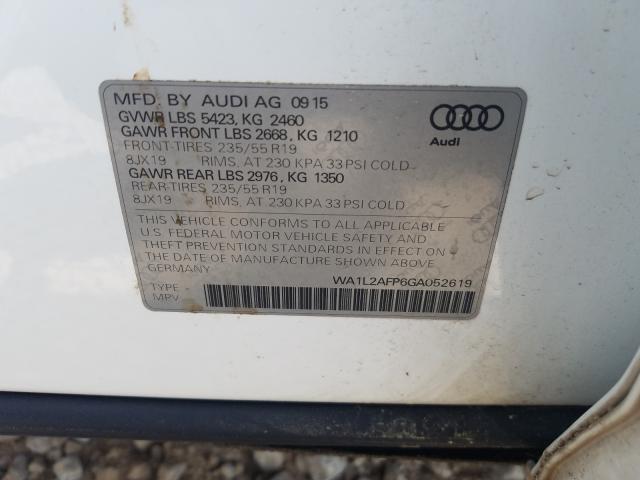Photo 10 from auction – 2016 AUDI Q5 PREMIUM with VIN WA1L2AFP6GA052619