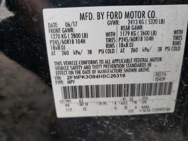 Photo 10 from auction – 2017 FORD EDGE SE with VIN 2FMPK3G94HBC26319