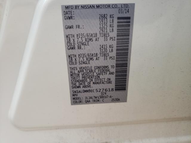 Photo 10 from auction – 2014 INFINITI QX60 with VIN 5N1AL0MN9EC527618