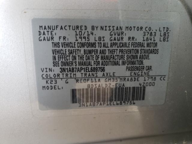 Photo 10 from auction – 2014 NISSAN SENTRA S with VIN 3N1AB7AP1EL689756