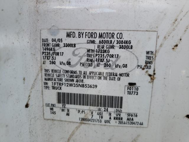 Photo 10 from auction – 2005 FORD F150 with VIN 1FTRF12W35NB53639