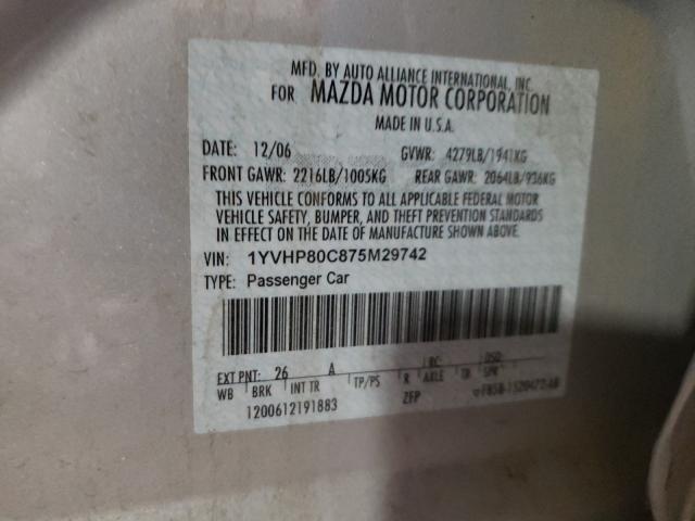Photo 10 from auction – 2007 MAZDA 6 I with VIN 1YVHP80C875M29742