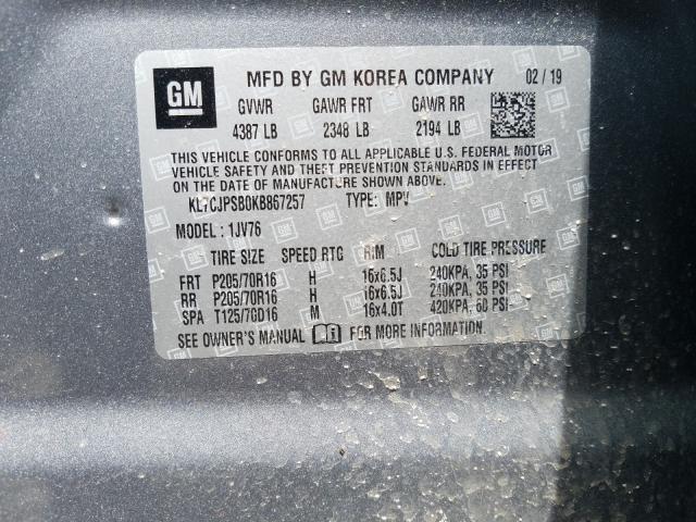 Photo 10 from auction – 2019 CHEVROLET TRAX 1LT with VIN KL7CJPSB0KB867257