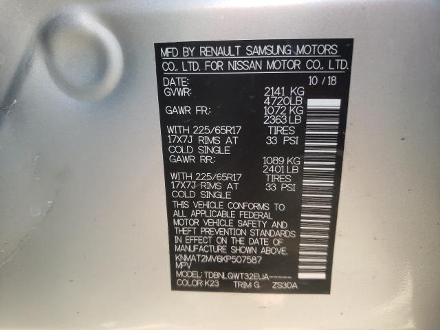 Photo 10 from auction – 2019 NISSAN ROGUE S with VIN KNMAT2MV6KP507587