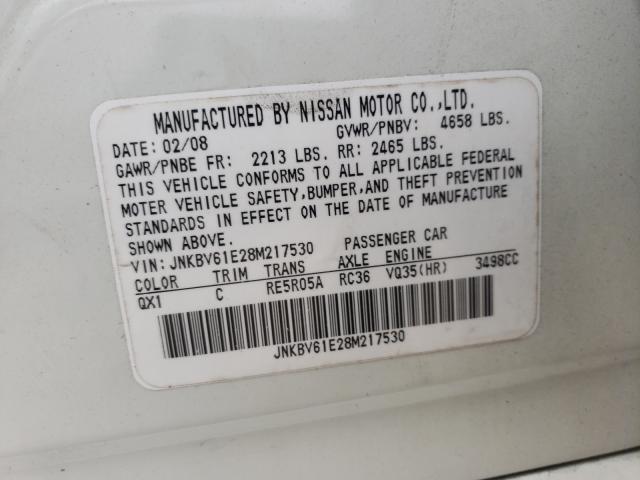 Photo 10 from auction – 2008 INFINITI G35 with VIN JNKBV61E28M217530