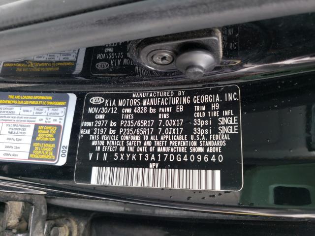 Photo 10 from auction – 2013 KIA SORENTO LX with VIN 5XYKT3A17DG409640