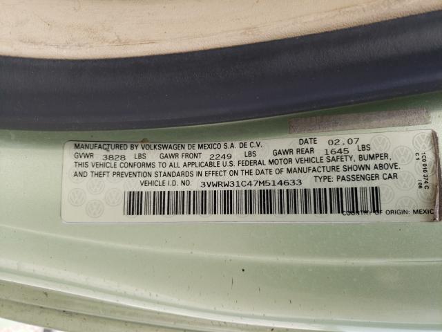 Photo 10 from auction – 2007 VOLKSWAGEN NEW BEETLE with VIN 3VWRW31C47M514633