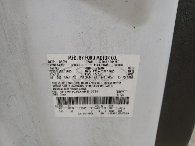 Photo 10 from auction – 2010 FORD F150 with VIN 1FTMF1CWXAKE13751