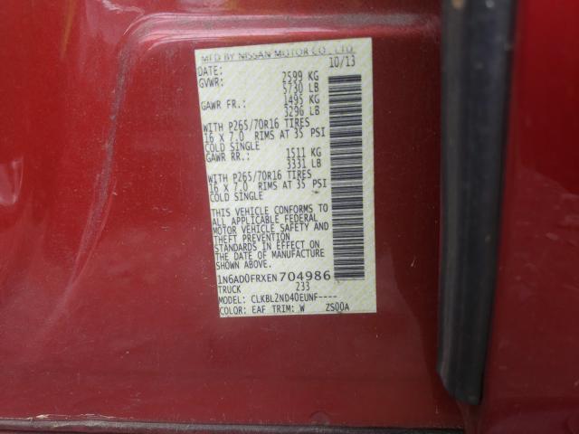 Photo 10 from auction – 2014 NISSAN FRONTIER with VIN 1N6AD0FRXEN704986