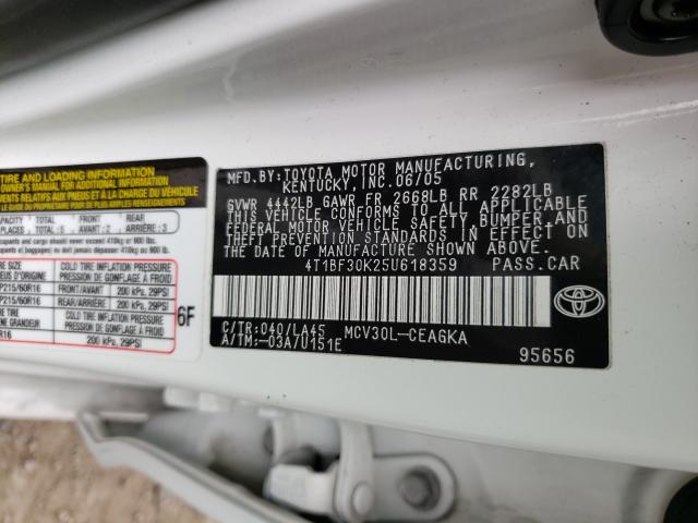 Photo 10 from auction – 2005 TOYOTA CAMRY LE with VIN 4T1BF30K25U618359