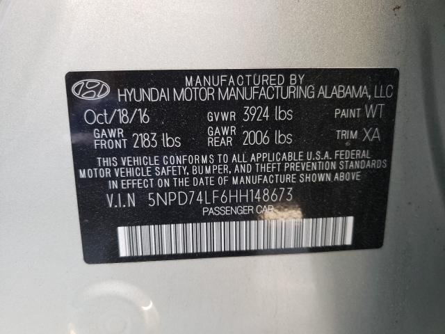Photo 10 from auction – 2017 HYUNDAI ELANTRA with VIN 5NPD74LF6HH148673