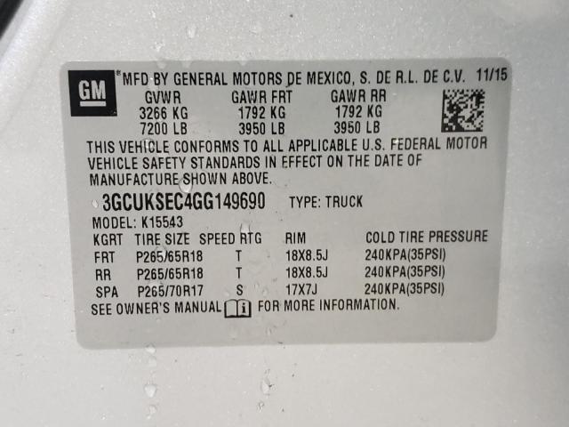 Photo 10 from auction – 2016 CHEVROLET SILVERADO with VIN 3GCUKSEC4GG149690