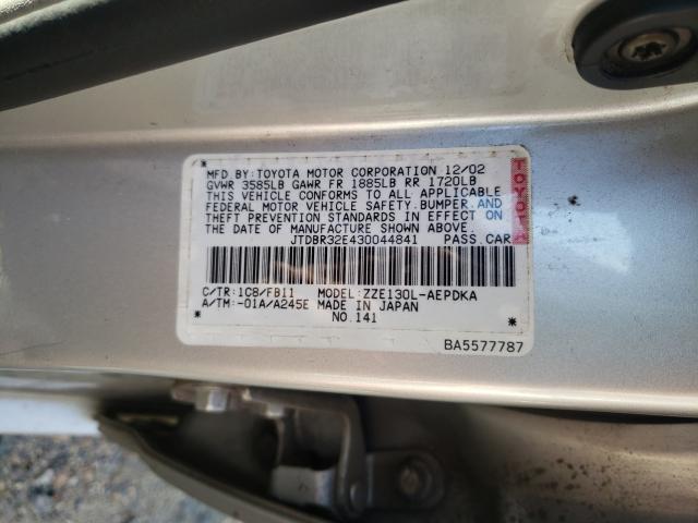 Photo 10 from auction – 2003 TOYOTA COROLLA CE with VIN JTDBR32E430044841