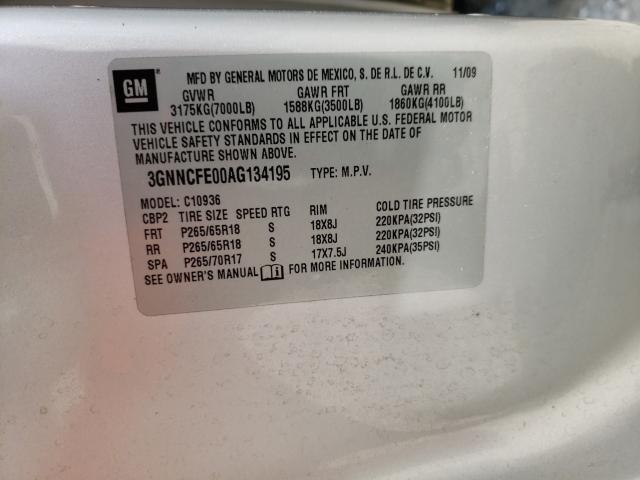 Photo 10 from auction – 2010 CHEVROLET AVALANCHE with VIN 3GNNCFE00AG134195