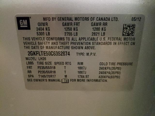 Photo 10 from auction – 2012 GMC TERRAIN SL with VIN 2GKFLTE50C6352874