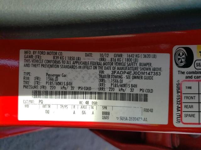 Photo 10 from auction – 2013 FORD FIESTA SE with VIN 3FADP4EJ0DM147353