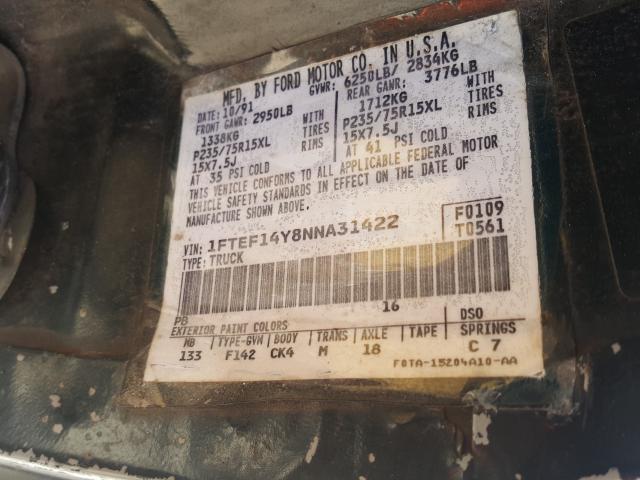 Photo 10 from auction – 1992 FORD F150 with VIN 1FTEF14Y8NNA31422