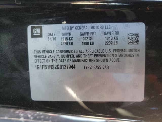 Photo 10 from auction – 2016 CHEVROLET CAMARO LT with VIN 1G1FB1RS2G0137944