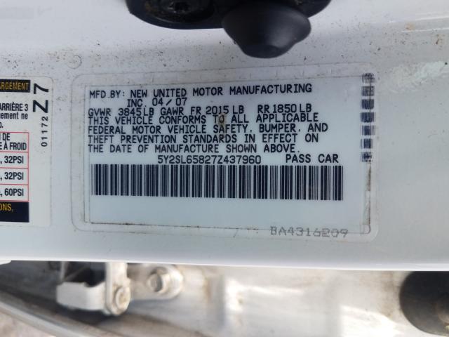 Photo 10 from auction – 2007 PONTIAC VIBE with VIN 5Y2SL65827Z437960