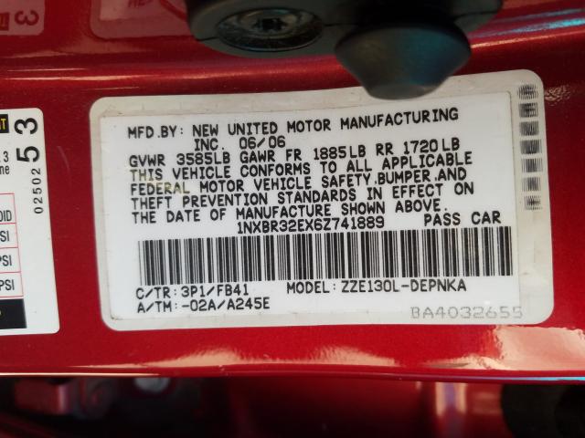Photo 10 from auction – 2006 TOYOTA COROLLA CE with VIN 1NXBR32EX6Z741889