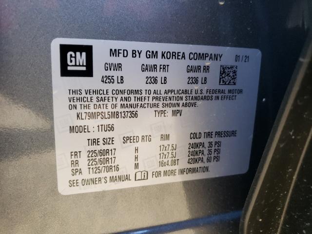 Photo 10 from auction – 2021 CHEVROLET TRAILBLAZE with VIN KL79MPSL5MB137356
