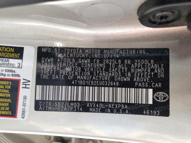 Photo 10 from auction – 2014 TOYOTA AVALON HYB with VIN 4T1BD1EB2EU032649