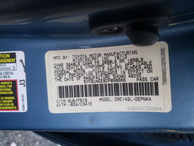 Photo 10 from auction – 2013 TOYOTA COROLLA BA with VIN 5YFBU4EE8DP098666