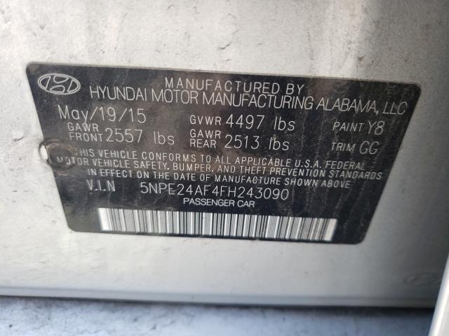 Photo 10 from auction – 2015 HYUNDAI SONATA SE with VIN 5NPE24AF4FH243090
