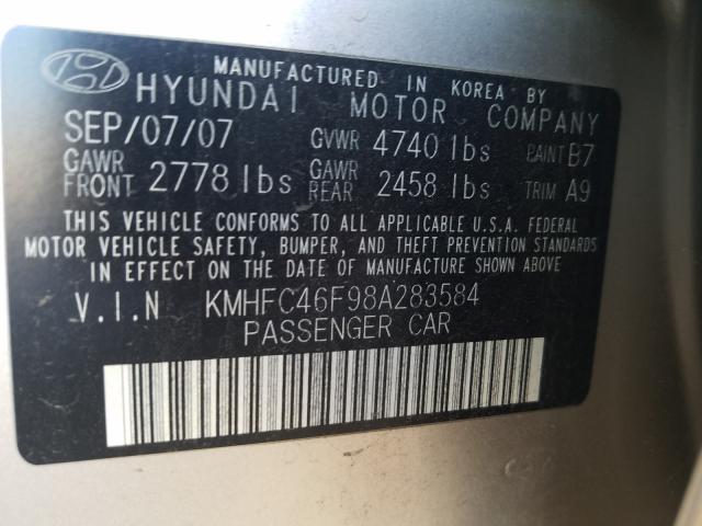 Photo 10 from auction – 2008 HYUNDAI AZERA SE with VIN KMHFC46F98A283584