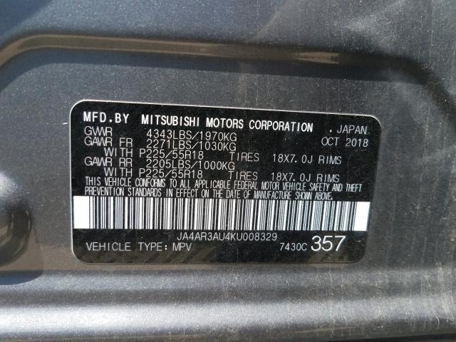 Photo 10 from auction – 2019 MITSUBISHI OUTLANDER with VIN JA4AR3AU4KU008329