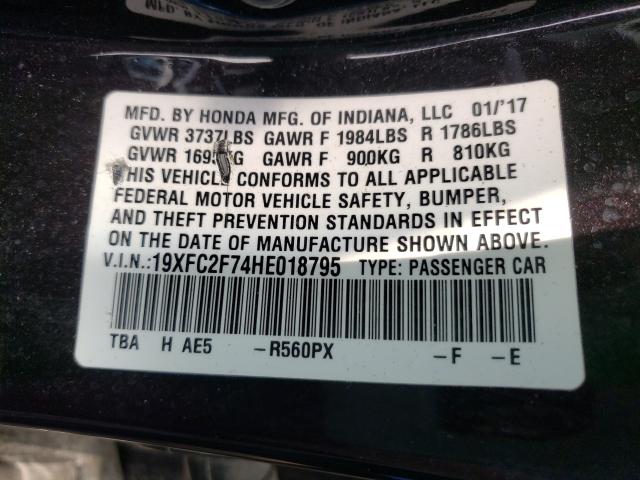 Photo 10 from auction – 2017 HONDA CIVIC EX with VIN 19XFC2F74HE018795