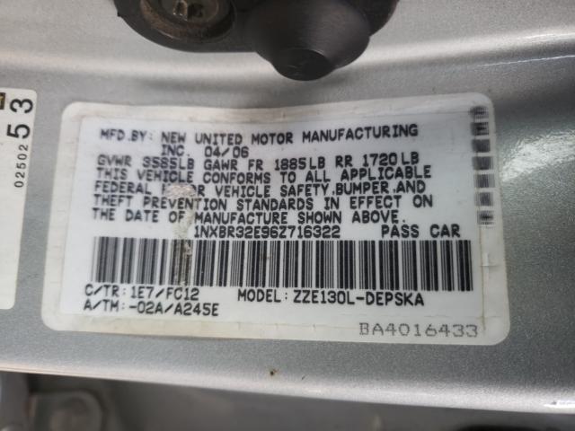 Photo 10 from auction – 2006 TOYOTA COROLLA CE with VIN 1NXBR32E96Z716322