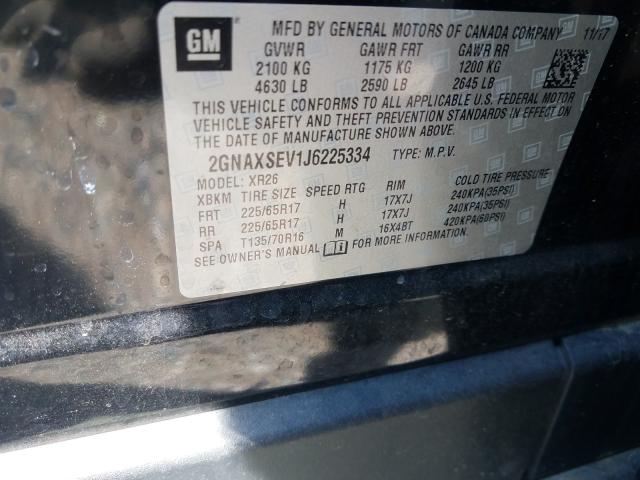 Photo 10 from auction – 2018 CHEVROLET EQUINOX LT with VIN 2GNAXSEV1J6225334