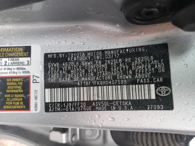 Photo 10 from auction – 2017 TOYOTA CAMRY LE with VIN 4T1BF1FK8HU407599