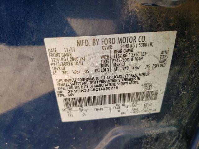 Photo 10 from auction – 2012 FORD EDGE SEL with VIN 2FMDK3JC8CBA50276