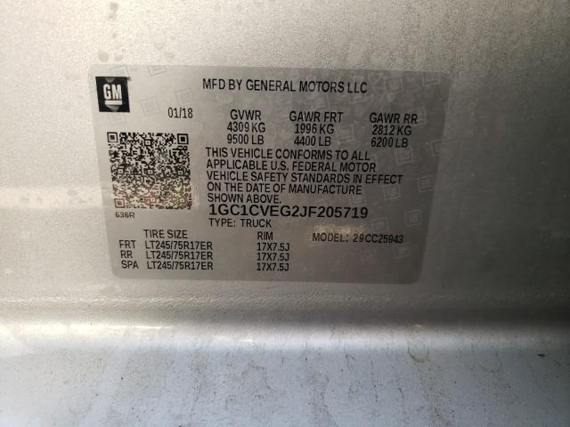 Photo 10 from auction – 2018 CHEVROLET SILVERADO with VIN 1GC1CVEG2JF205719