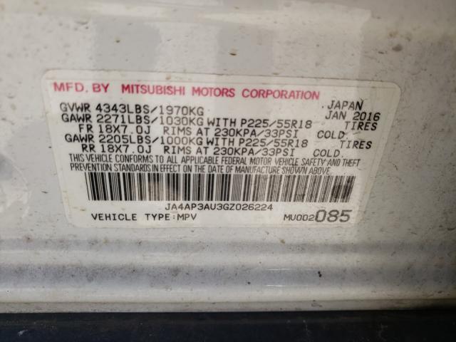 Photo 10 from auction – 2016 MITSUBISHI OUTLANDER with VIN JA4AP3AU3GZ026224