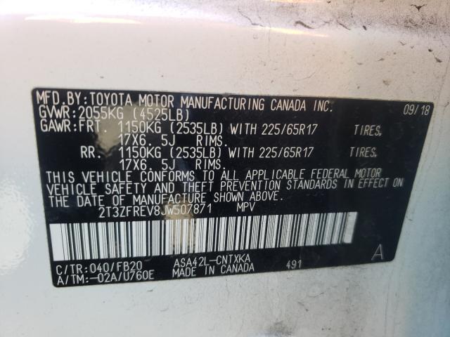 Photo 10 from auction – 2018 TOYOTA RAV4 LE with VIN 2T3ZFREV8JW507871