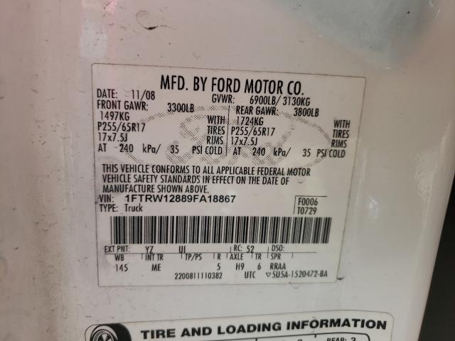 Photo 10 from auction – 2009 FORD F150 SUPER with VIN 1FTRW12889FA18867