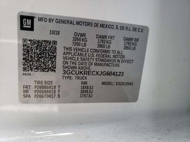 Photo 10 from auction – 2018 CHEVROLET SILVERADO with VIN 3GCUKRECXJG604123