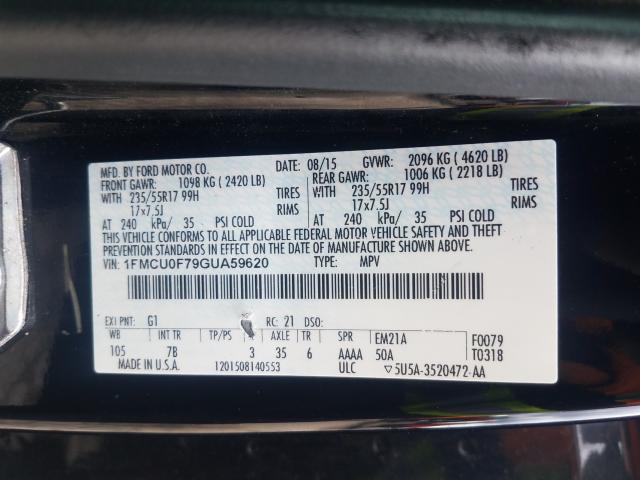 Photo 10 from auction – 2016 FORD ESCAPE S with VIN 1FMCU0F79GUA59620