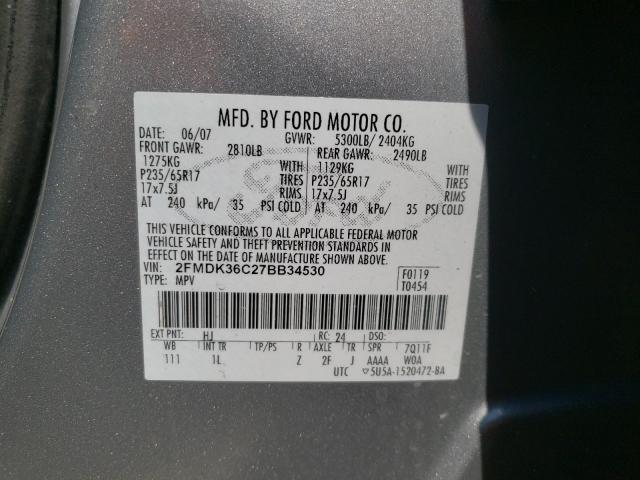 Photo 10 from auction – 2007 FORD EDGE SE with VIN 2FMDK36C27BB34530