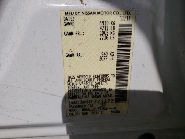 Photo 10 from auction – 2015 NISSAN ALTIMA 2.5 with VIN 1N4AL3AP6FC221172