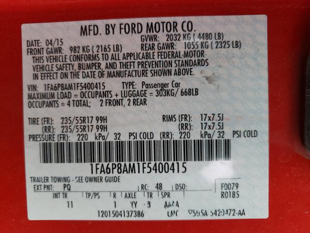 Photo 10 from auction – 2015 FORD MUSTANG with VIN 1FA6P8AM1F5400415