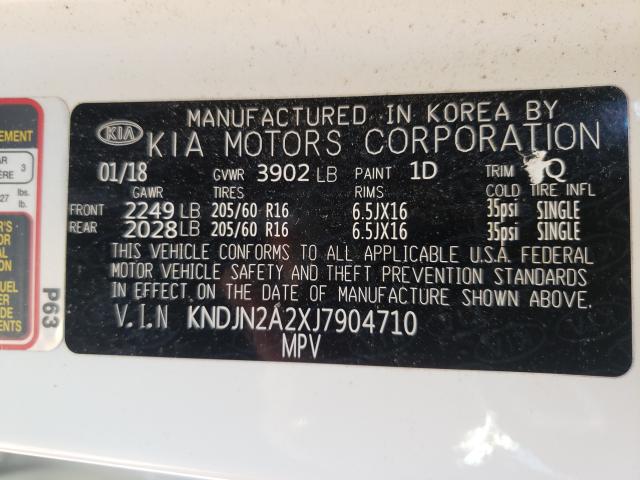 Photo 10 from auction – 2018 KIA SOUL with VIN KNDJN2A2XJ7904710