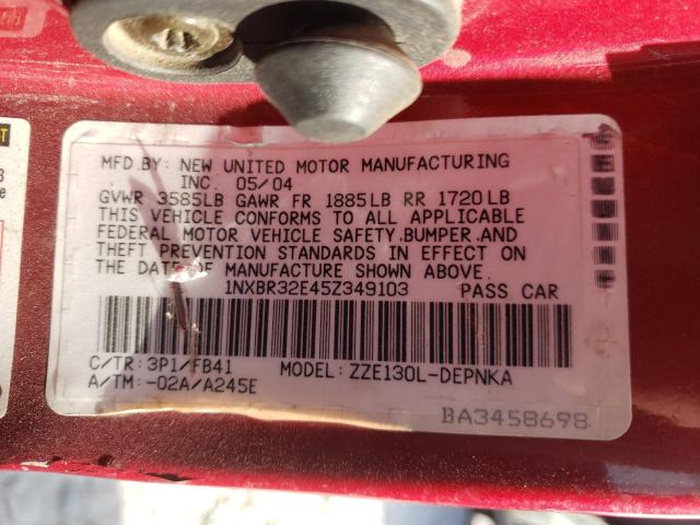 Photo 10 from auction – 2005 TOYOTA COROLLA CE with VIN 1NXBR32E45Z349103